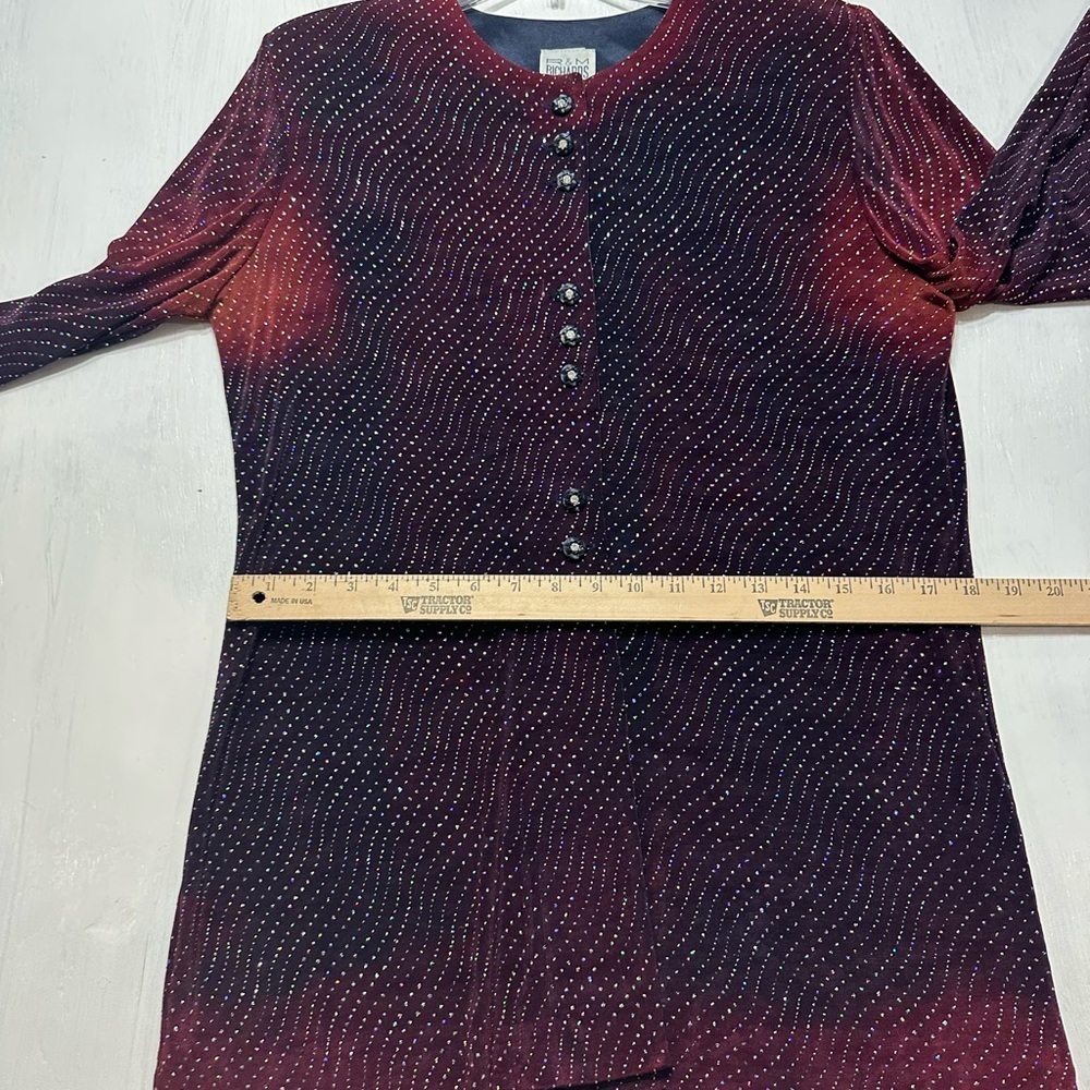 R&M Richards by Karen Kwong 2-Piece Pant Set Size 12 Glitter Top Evening Outfit - Picture 4 of 16